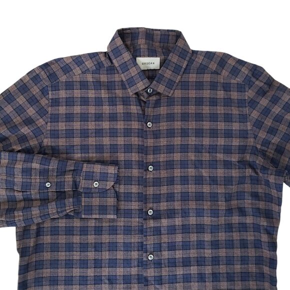 ORDEAN Cotton Button Down Shirt Mens Size Large Plaid Long Sleeve - Picture 4 of 10